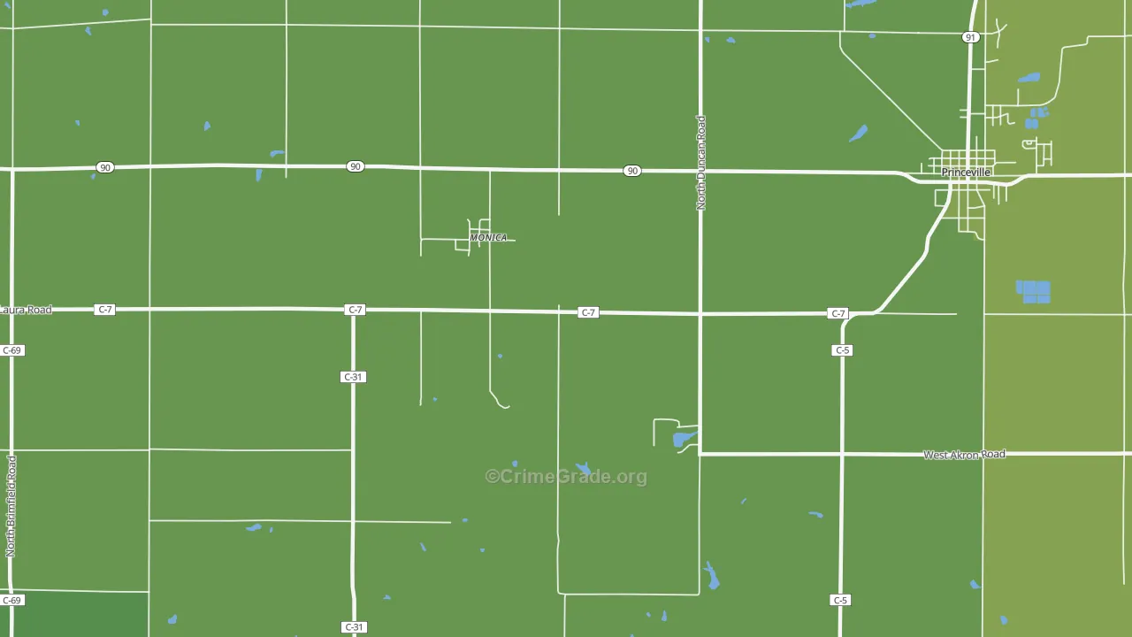 Monica, IL Map of Vandalism Rates