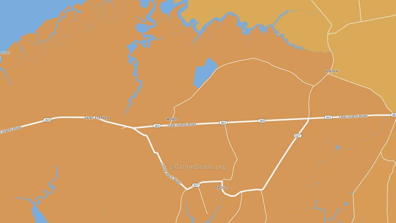 Monie, MD Map of Vandalism Rates