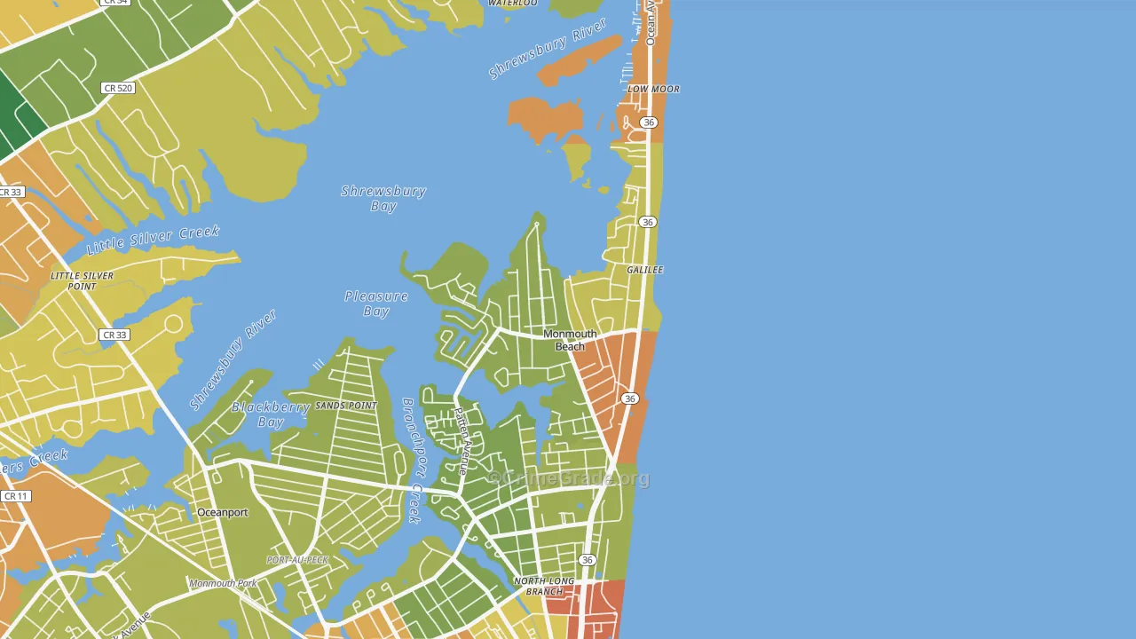 Monmouth Beach, NJ Map of Vandalism Rates