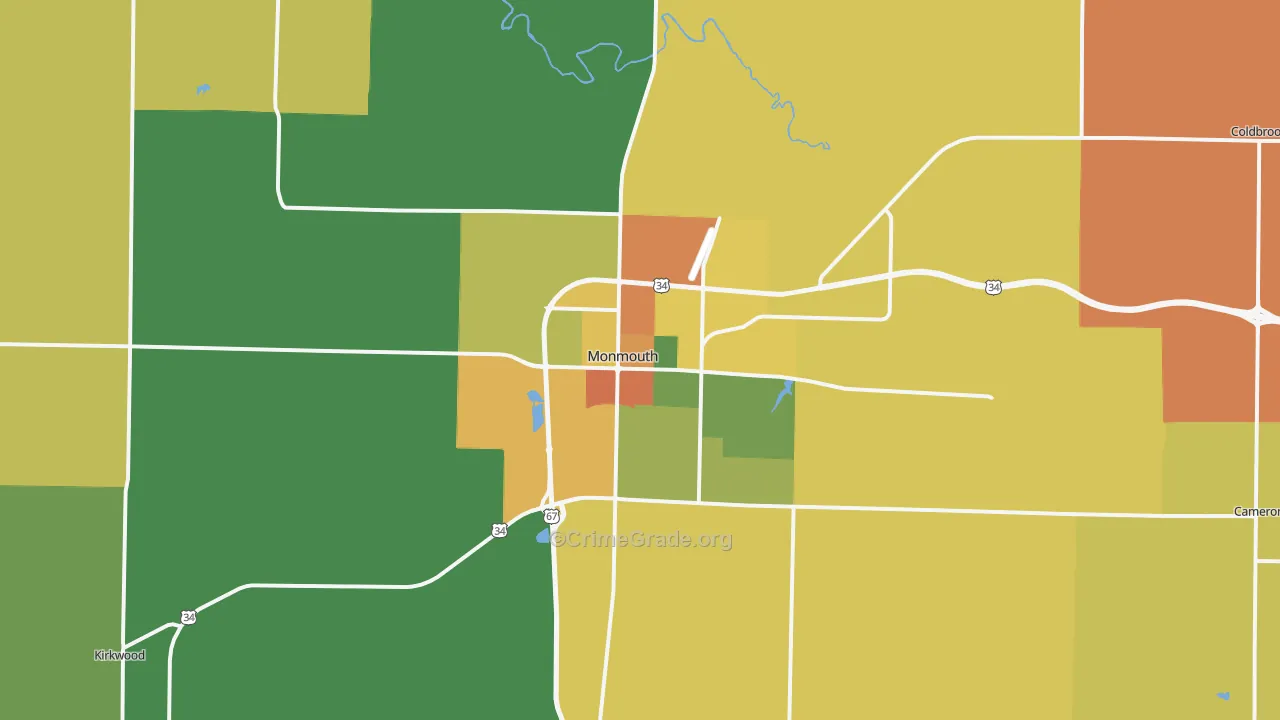 Monmouth, IL Map of Vandalism Rates