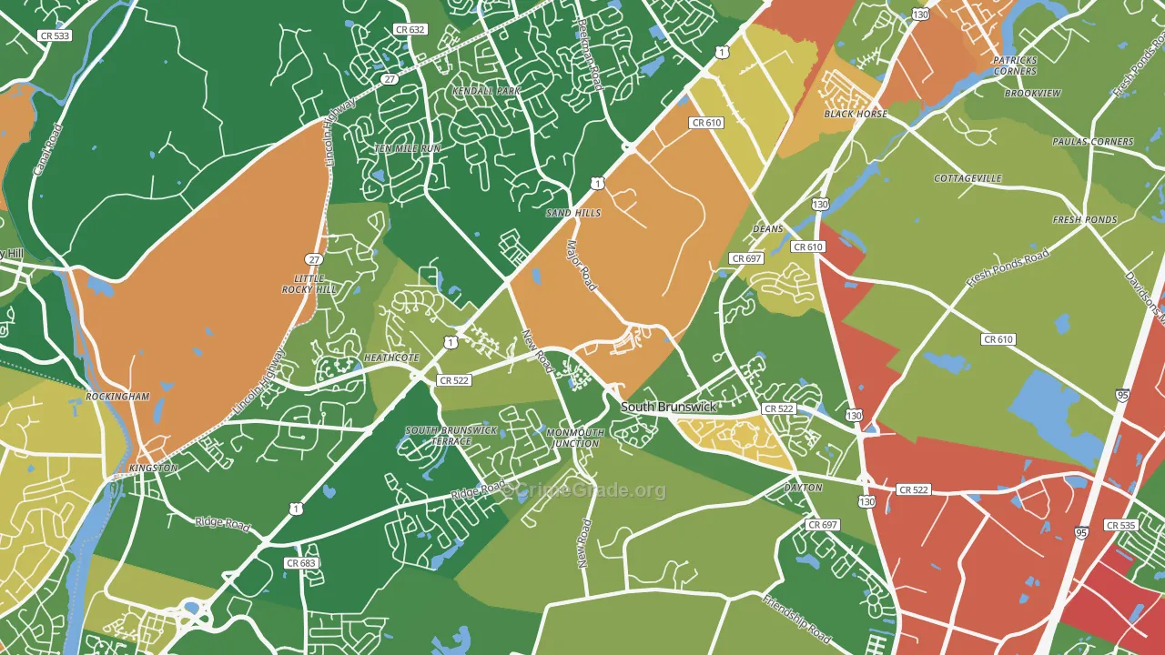 Monmouth Junction, NJ Map of Vandalism Rates