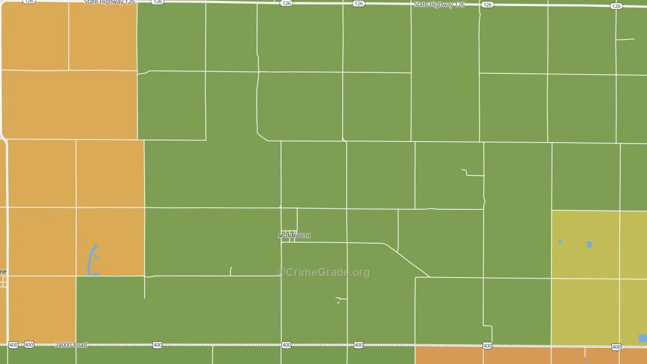 Monmouth, KS Map of Vandalism Rates