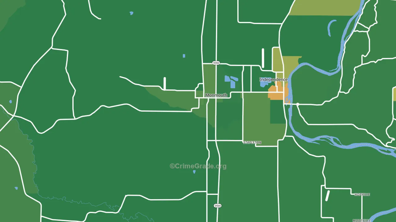 Monmouth, OR Map of Vandalism Rates