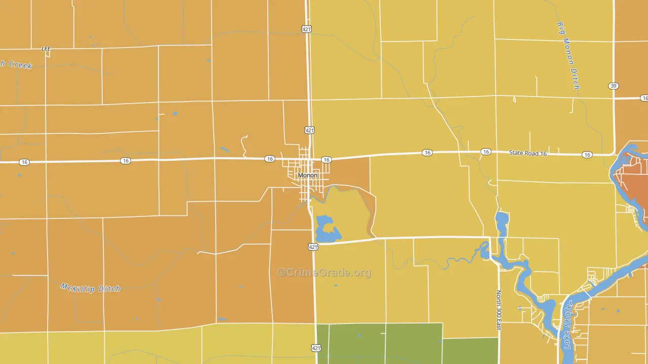 Monon, IN Map of Vandalism Rates