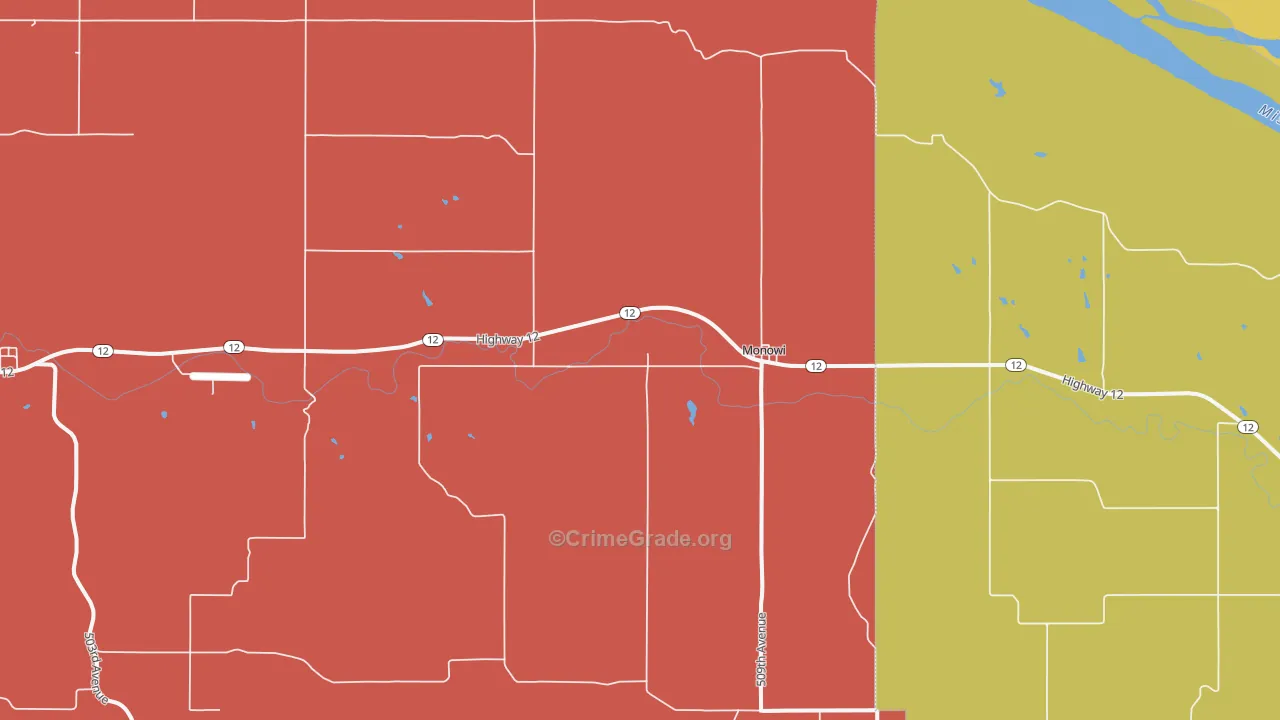 Monowi, NE Map of Vandalism Rates