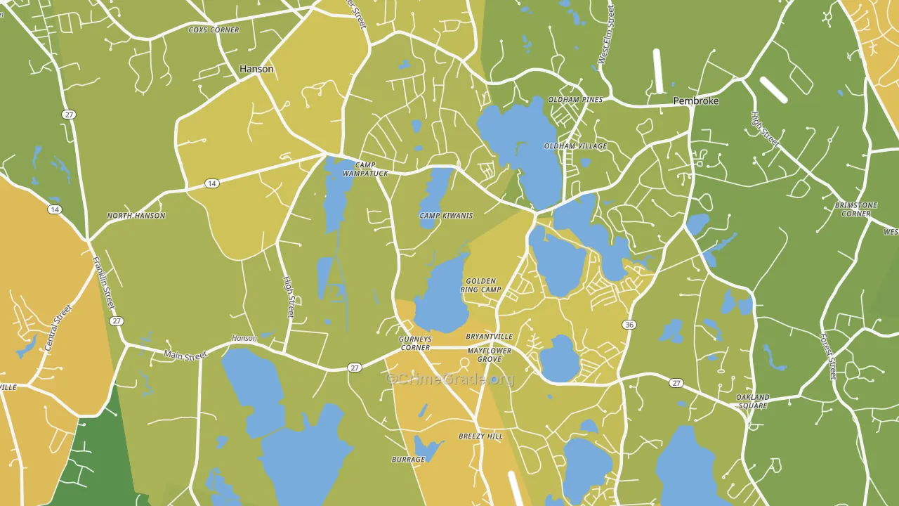 Monponsett, MA Map of Vandalism Rates