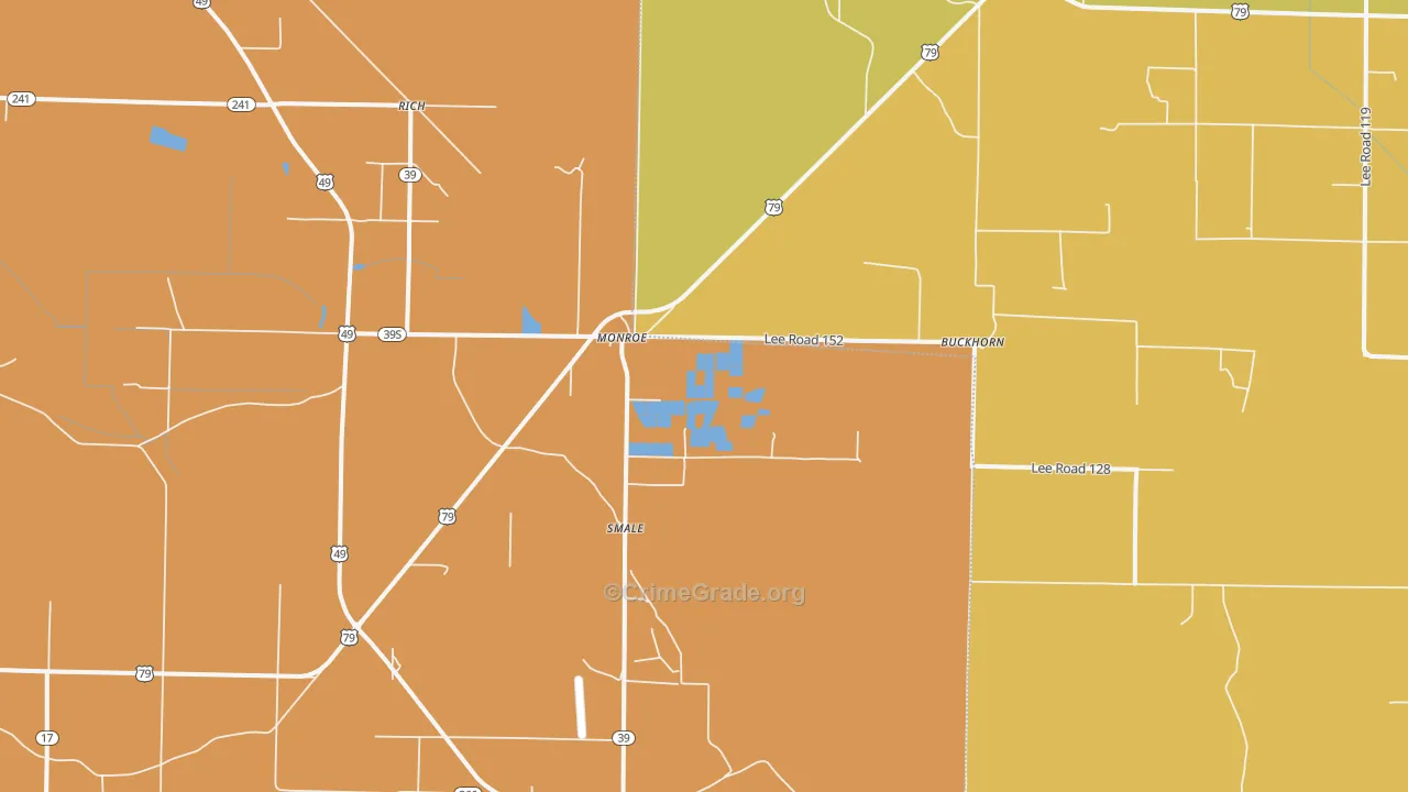 Monroe, AR Map of Vandalism Rates