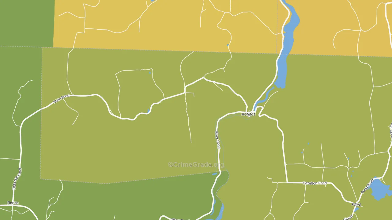 Monroe Bridge, MA Map of Vandalism Rates