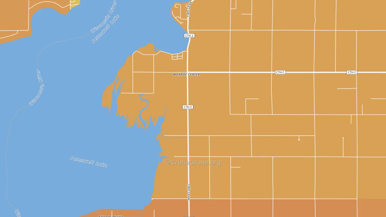 Monroe Center, WI Map of Vandalism Rates