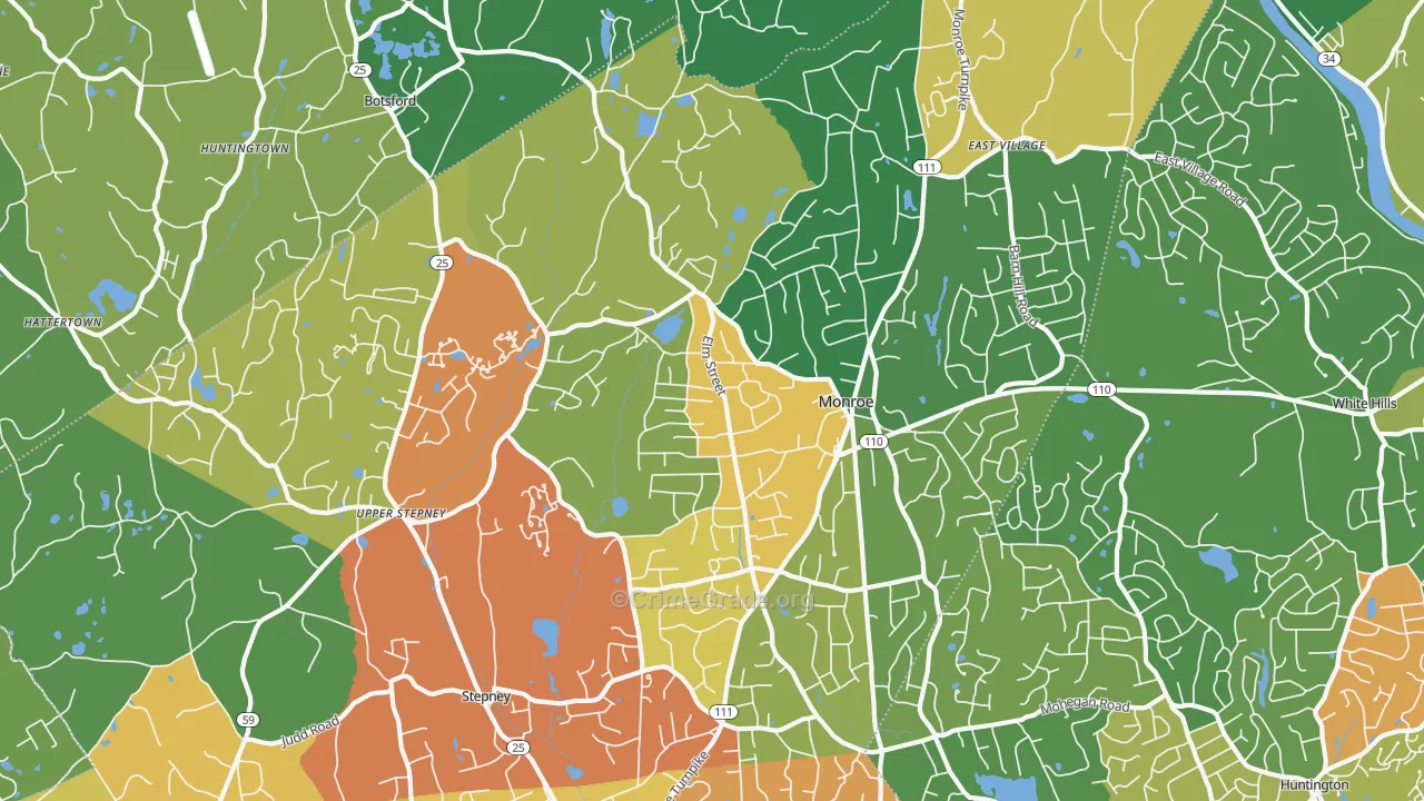 Monroe, CT Map of Vandalism Rates