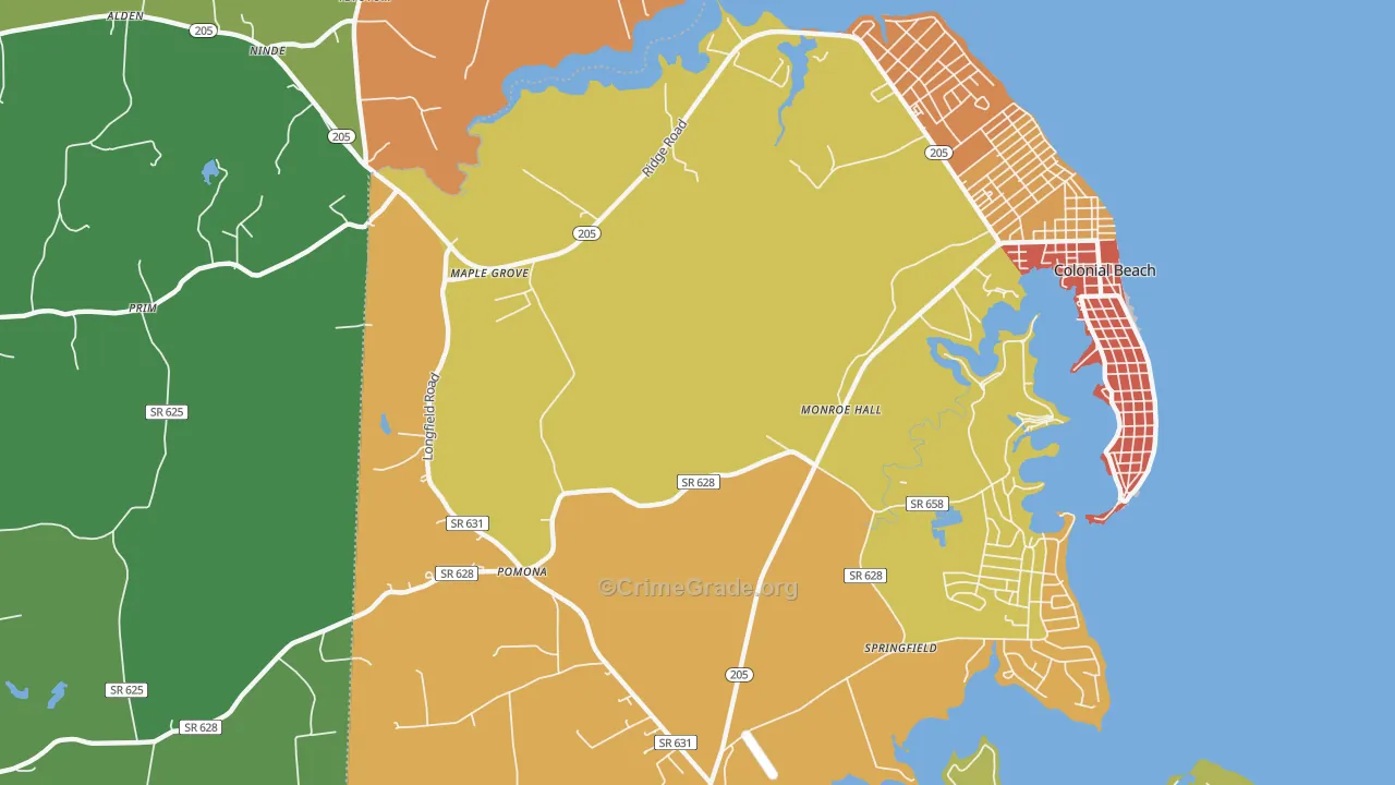 Monroe Hall, VA Map of Vandalism Rates