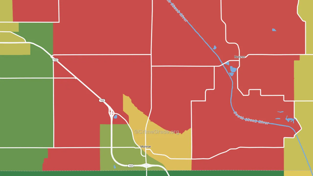 Monroe, IA Map of Vandalism Rates