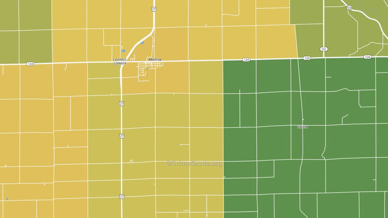 Monroe, IN Map of Vandalism Rates