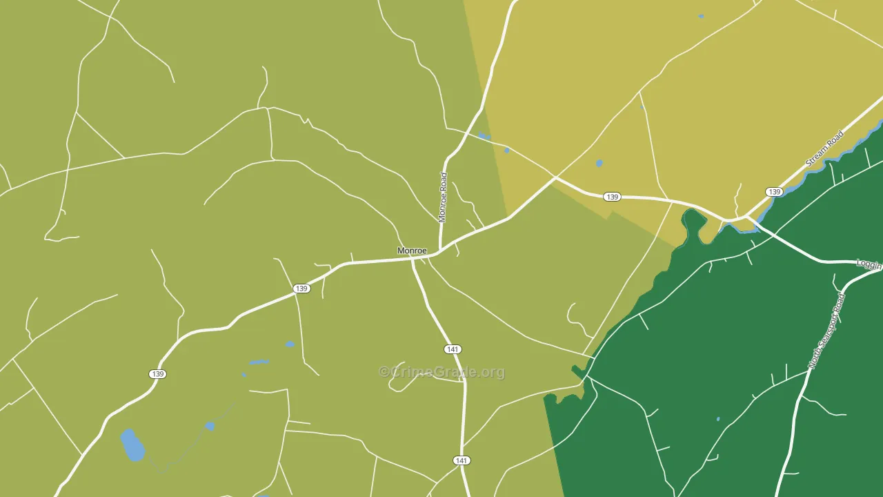Monroe, ME Map of Vandalism Rates
