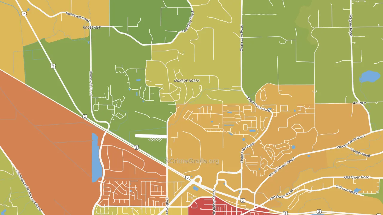 Monroe North, WA Map of Vandalism Rates