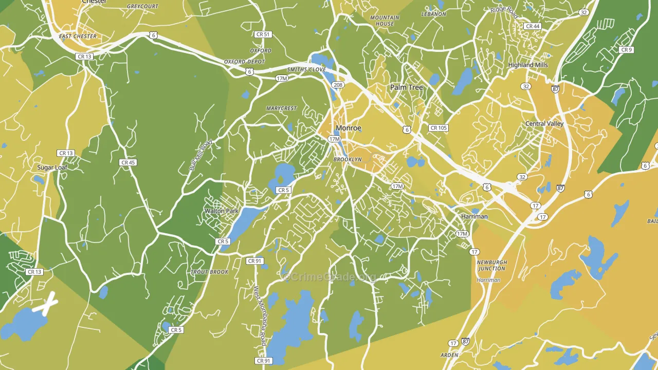 Monroe, NY Map of Vandalism Rates