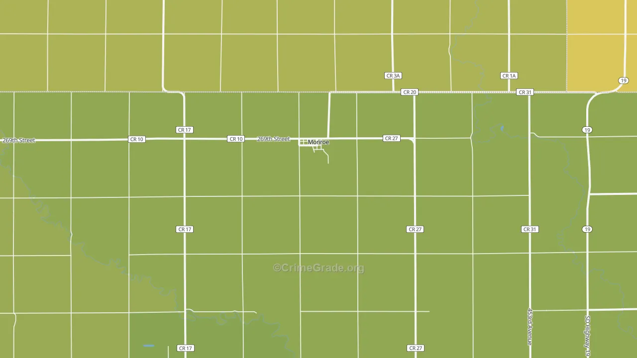 Monroe, SD Map of Vandalism Rates