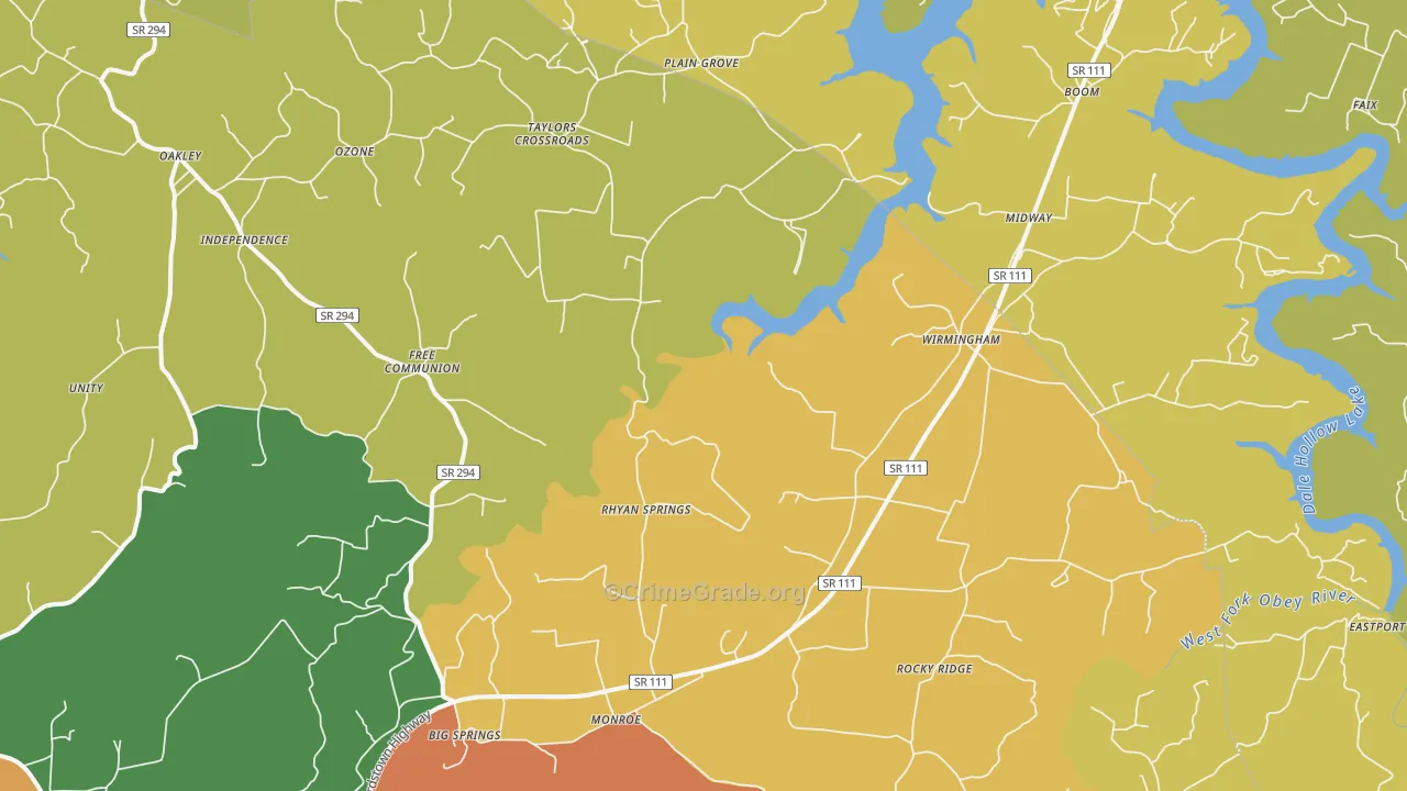 Monroe, TN Map of Vandalism Rates