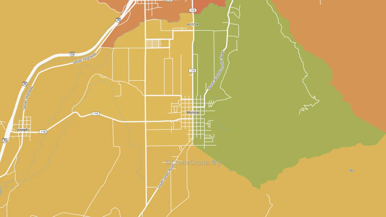 Monroe, UT Map of Vandalism Rates