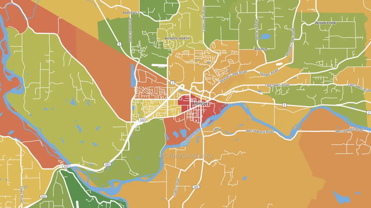Monroe, WA Map of Vandalism Rates