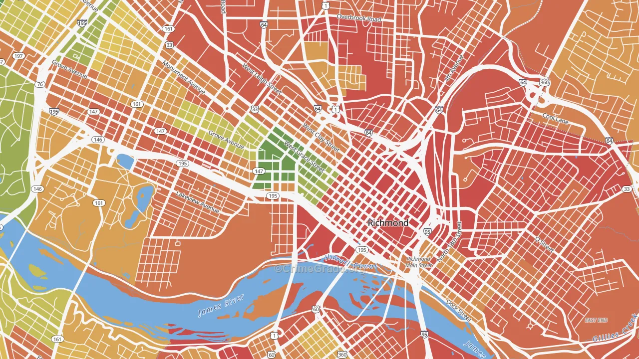 Monroe Ward, Richmond, VA Map of Vandalism Rates