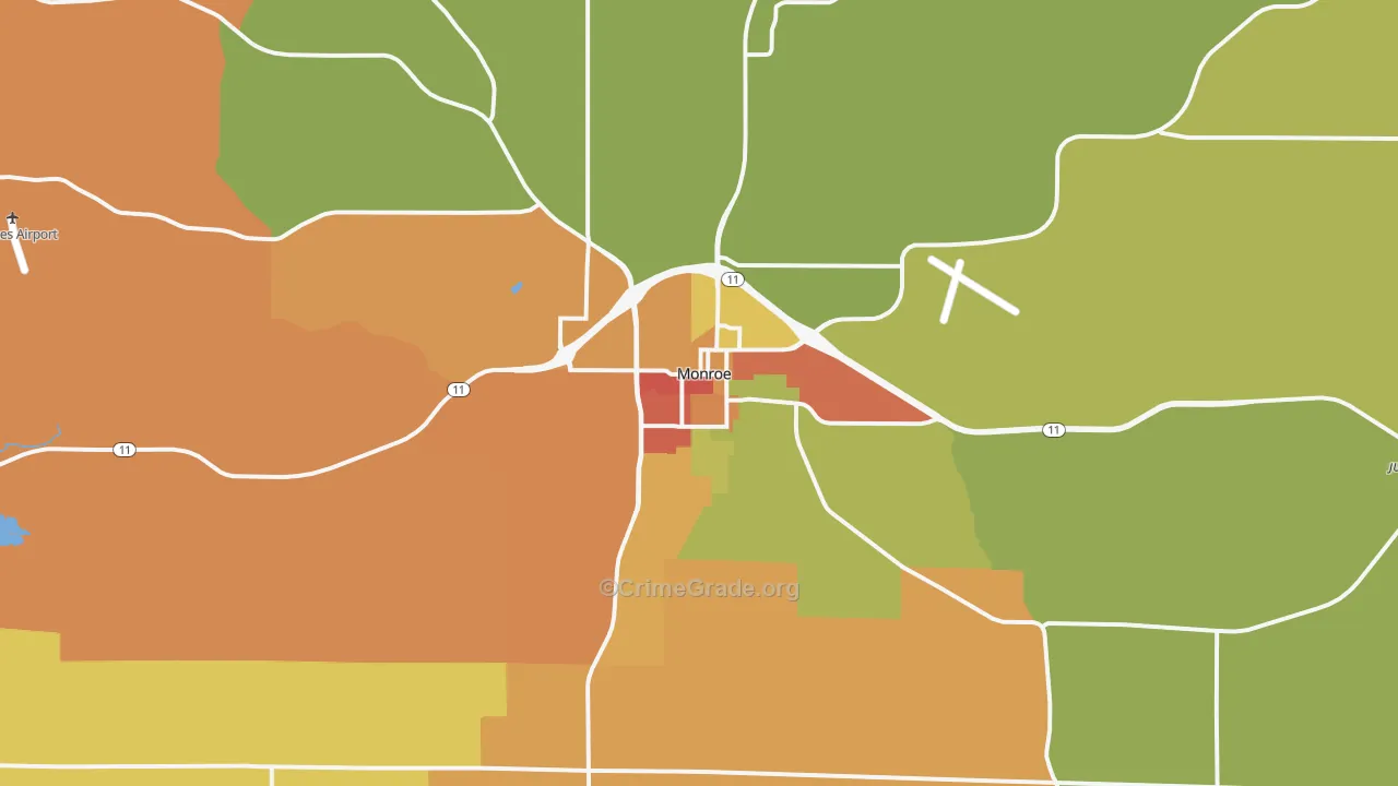 Monroe, WI Map of Vandalism Rates
