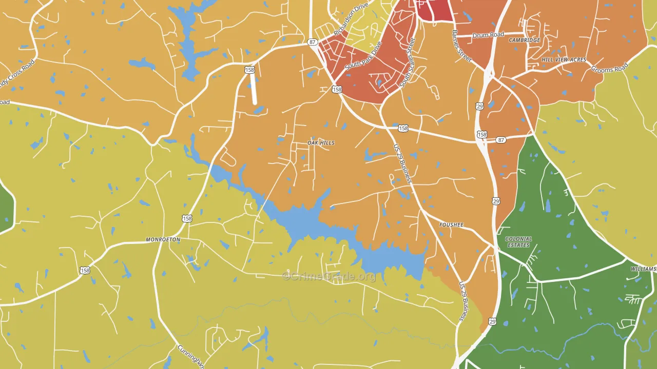 Monroeton, NC Map of Vandalism Rates