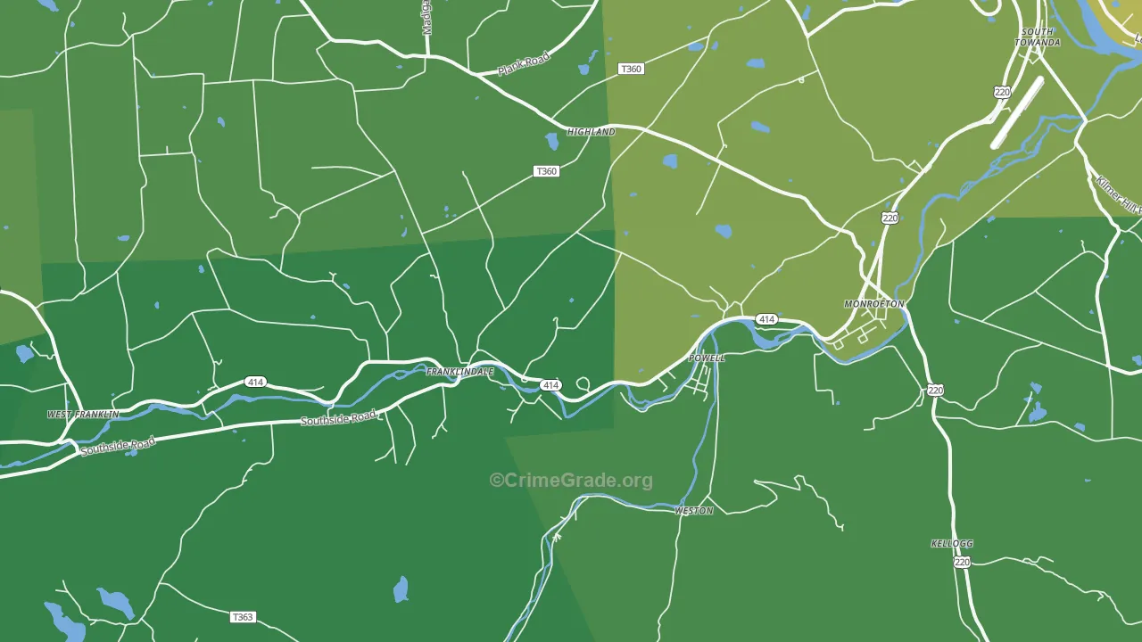 Monroeton, PA Map of Vandalism Rates