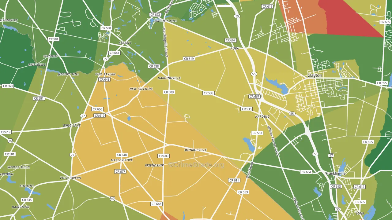 Monroeville, NJ Map of Vandalism Rates