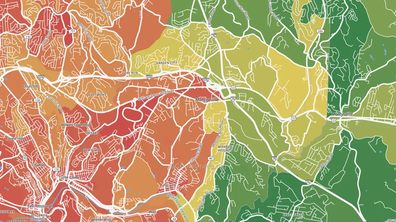 Monroeville, PA Map of Vandalism Rates