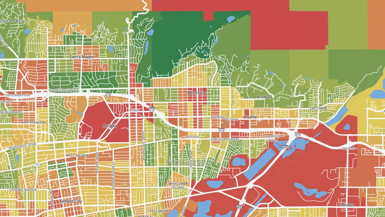 Monrovia, CA Map of Vandalism Rates