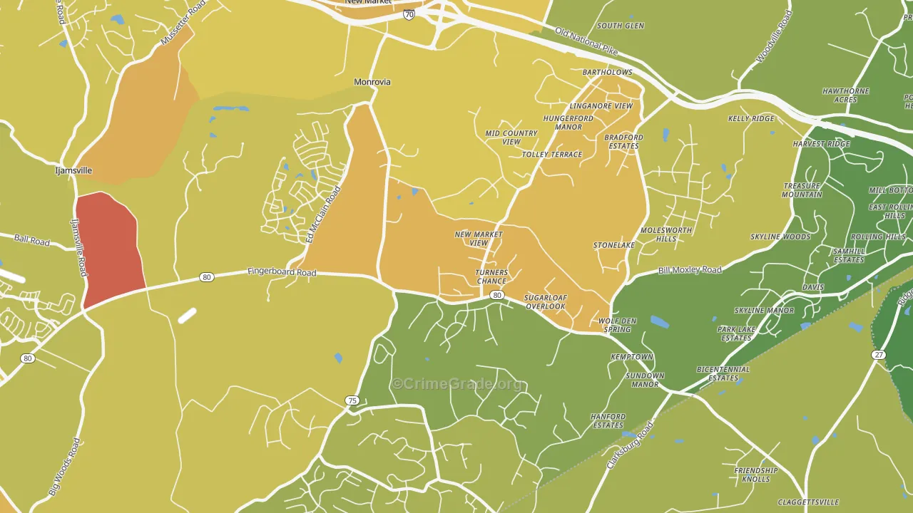 Monrovia, MD Map of Vandalism Rates