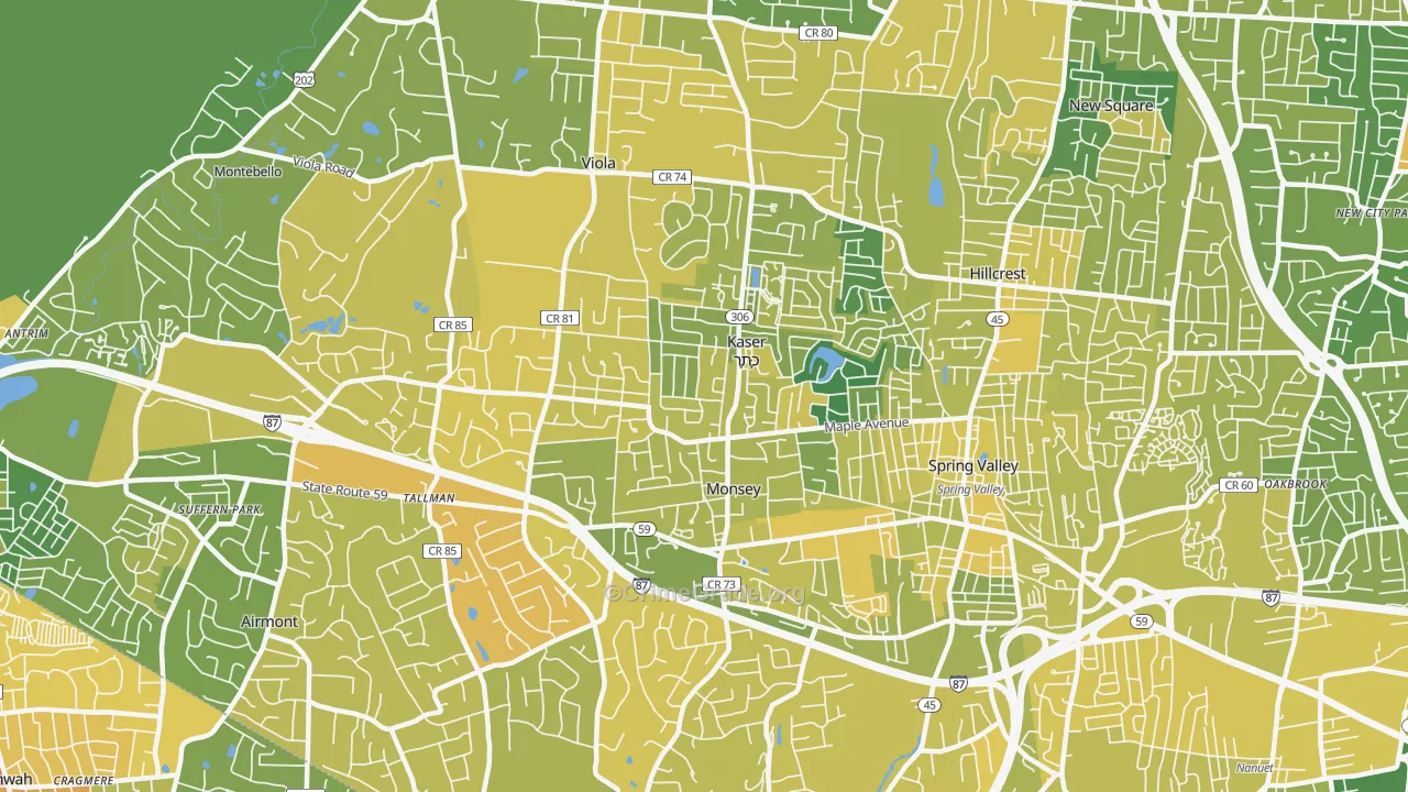 Monsey, NY Map of Vandalism Rates