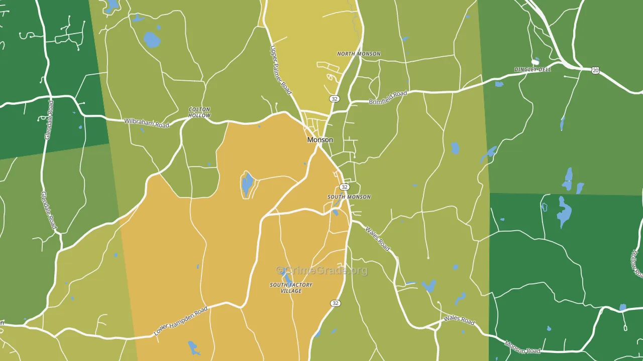 Monson, MA Map of Vandalism Rates