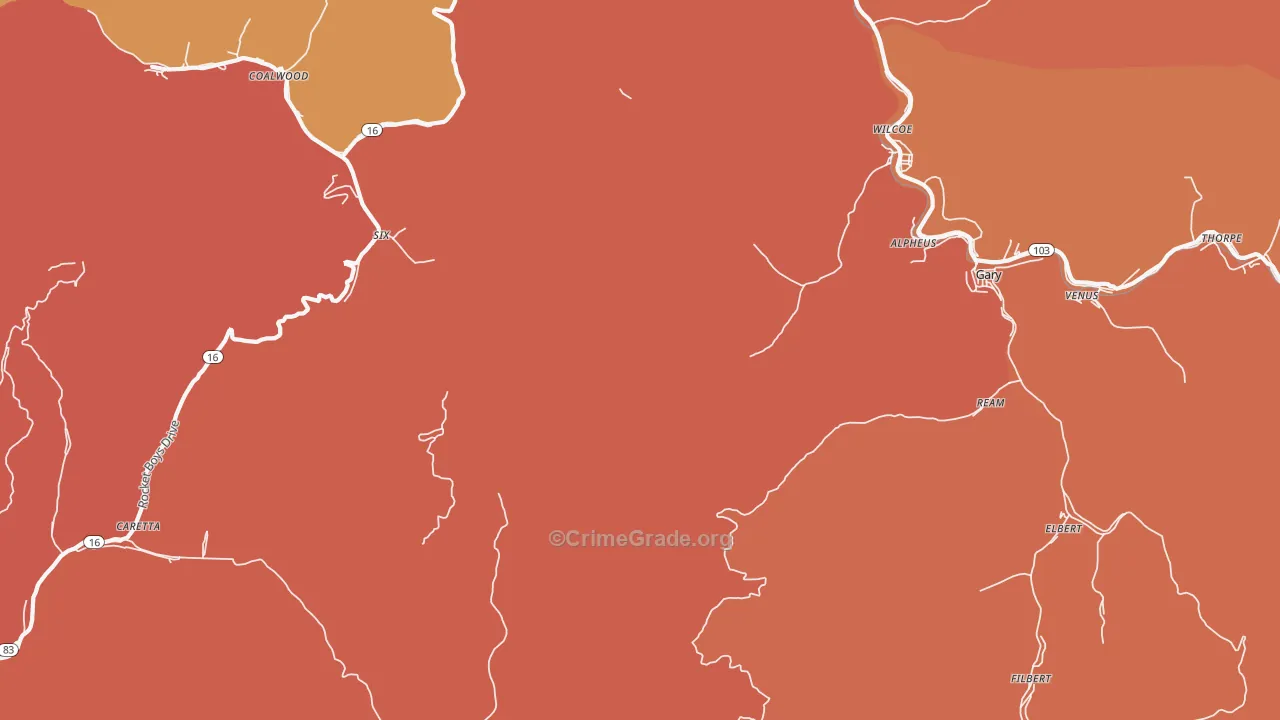 Monson, WV Map of Vandalism Rates