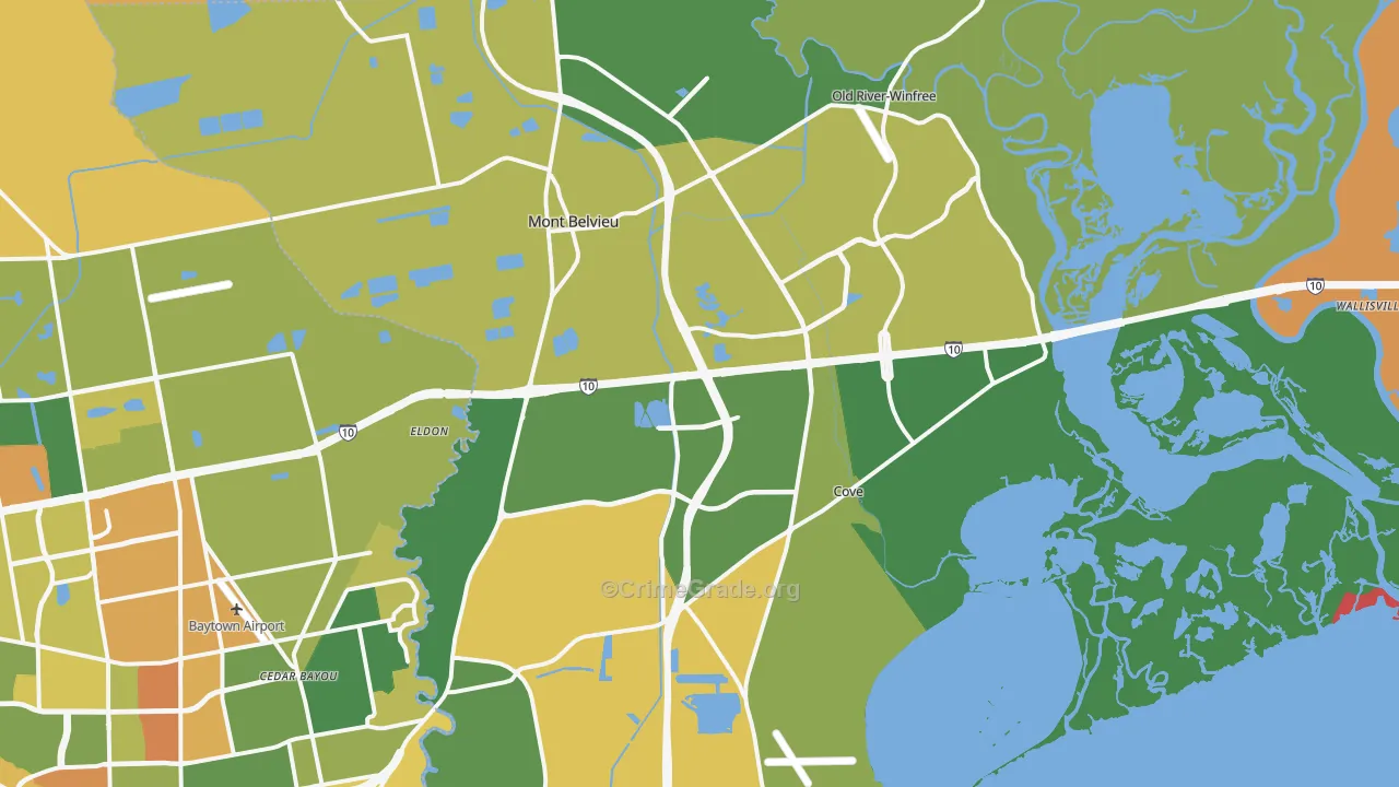 Mont Belvieu, TX Map of Vandalism Rates