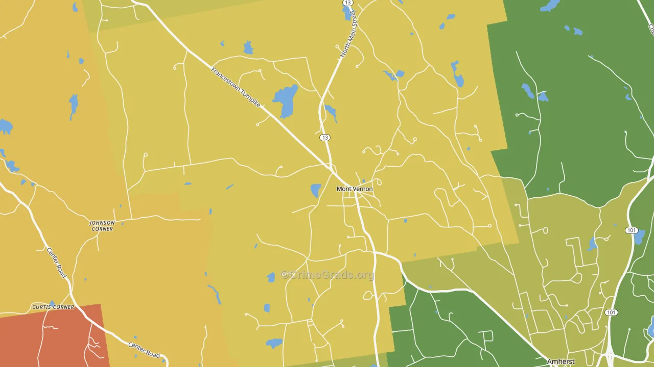 Mont Vernon, NH Map of Vandalism Rates