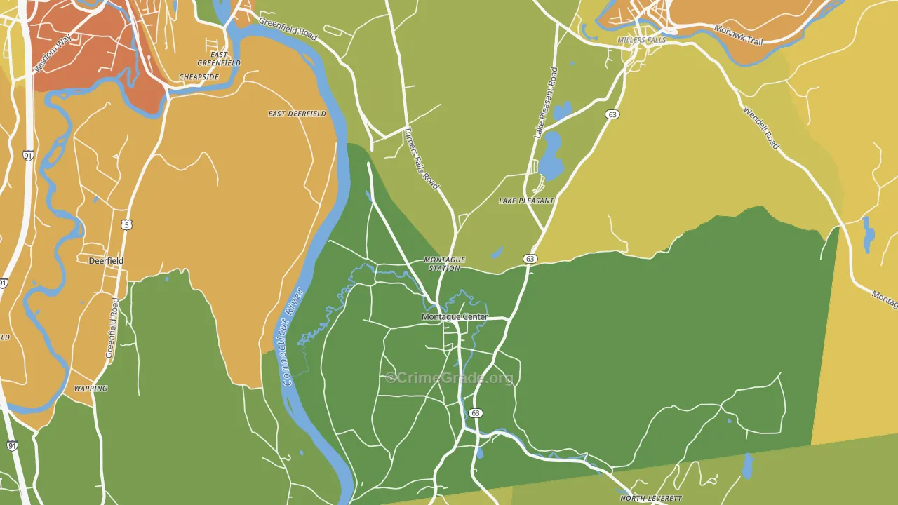 Montague, MA Map of Vandalism Rates