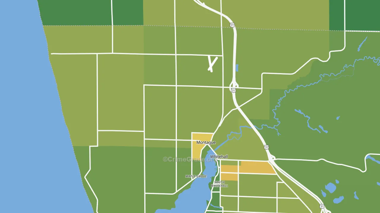 Montague, MI Map of Vandalism Rates
