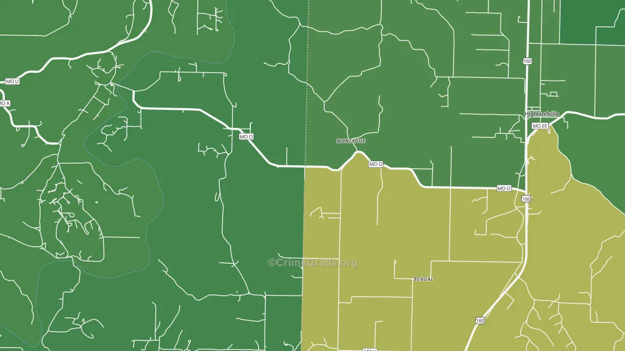 Montague, MO Map of Vandalism Rates