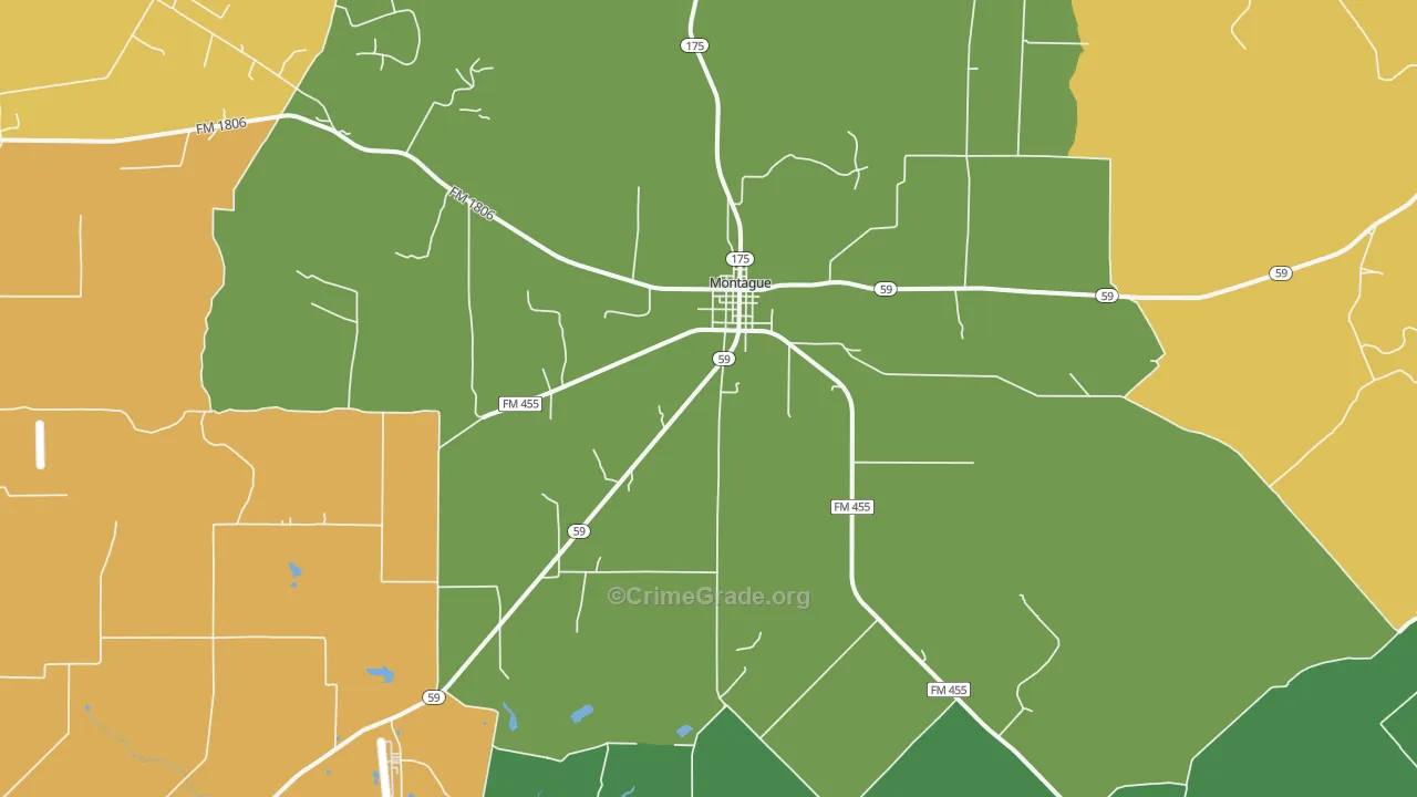 Montague, TX Map of Vandalism Rates