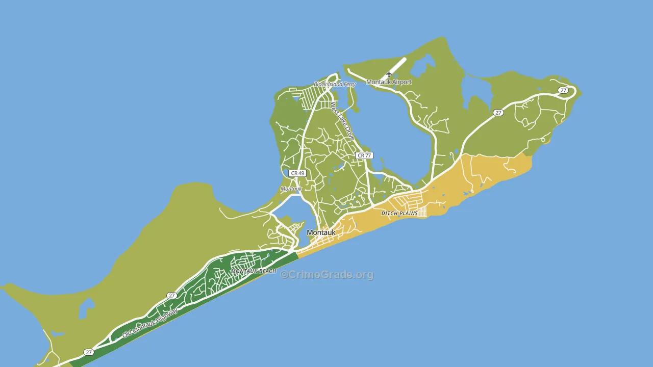 Montauk, NY Map of Vandalism Rates
