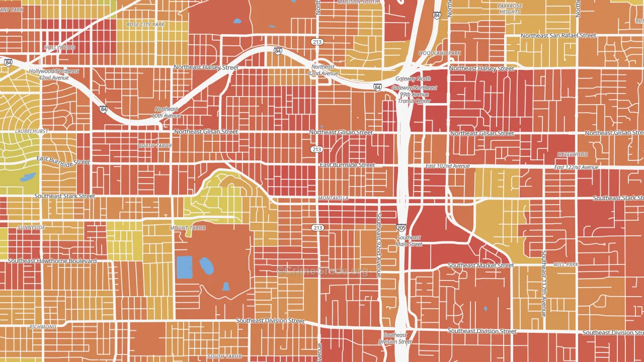 Montavilla, Portland, OR Map of Vandalism Rates