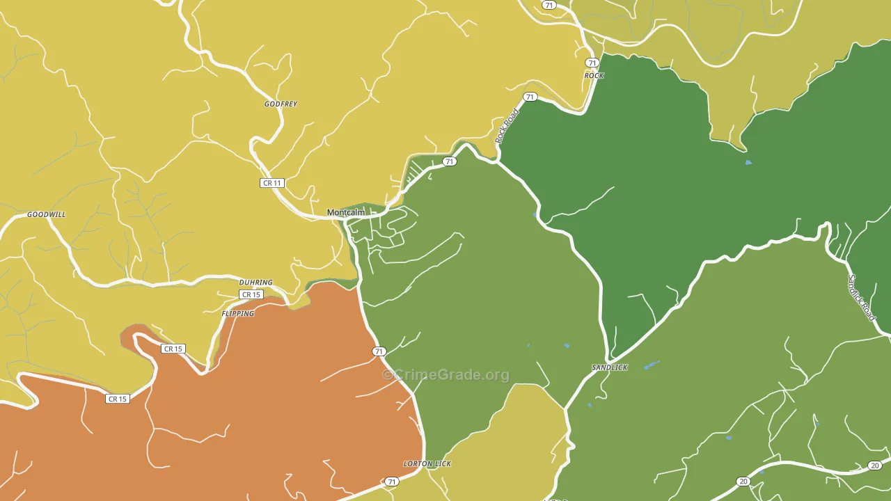 Montcalm, WV Map of Vandalism Rates
