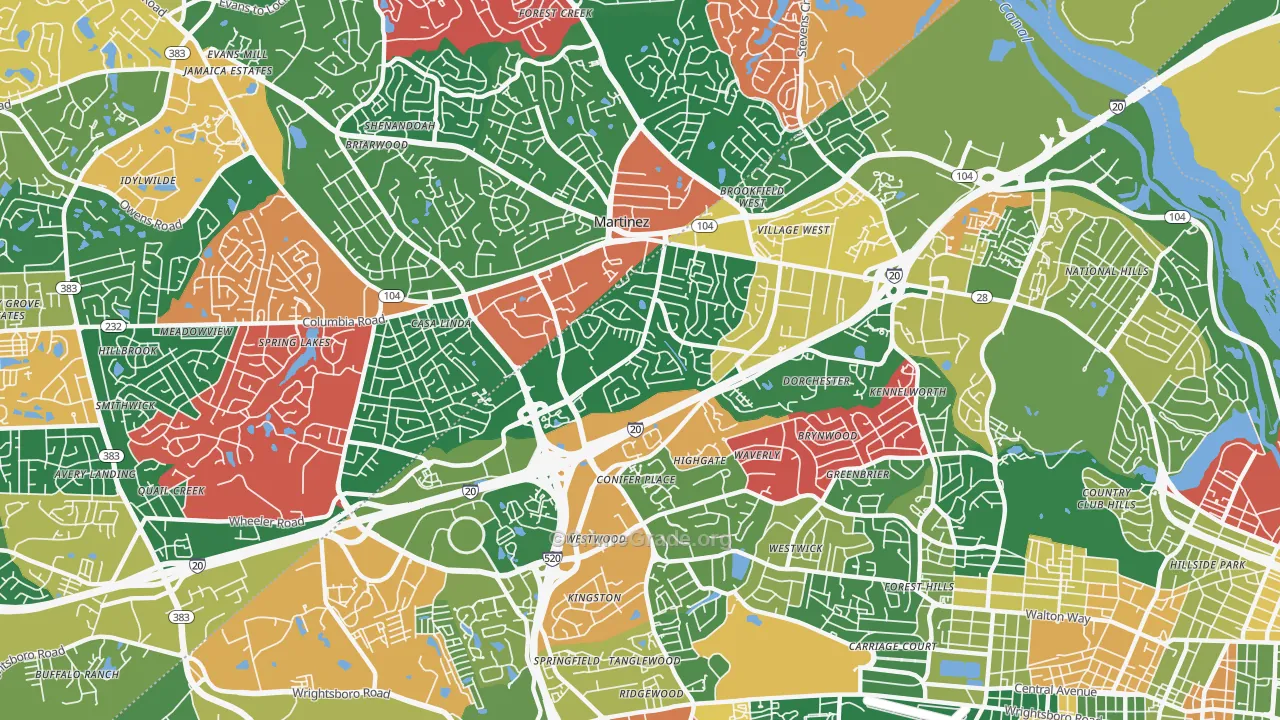 Montclair, Augusta, GA Map of Vandalism Rates