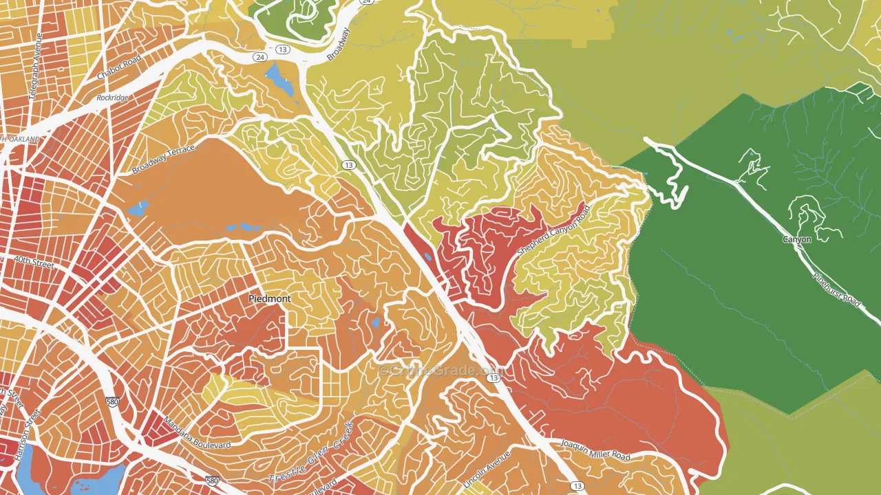 Montclair, Oakland, CA Map of Vandalism Rates