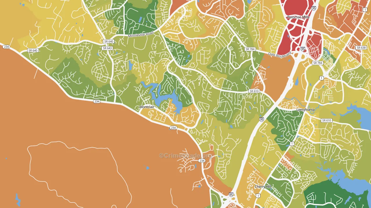 Montclair, VA Map of Vandalism Rates
