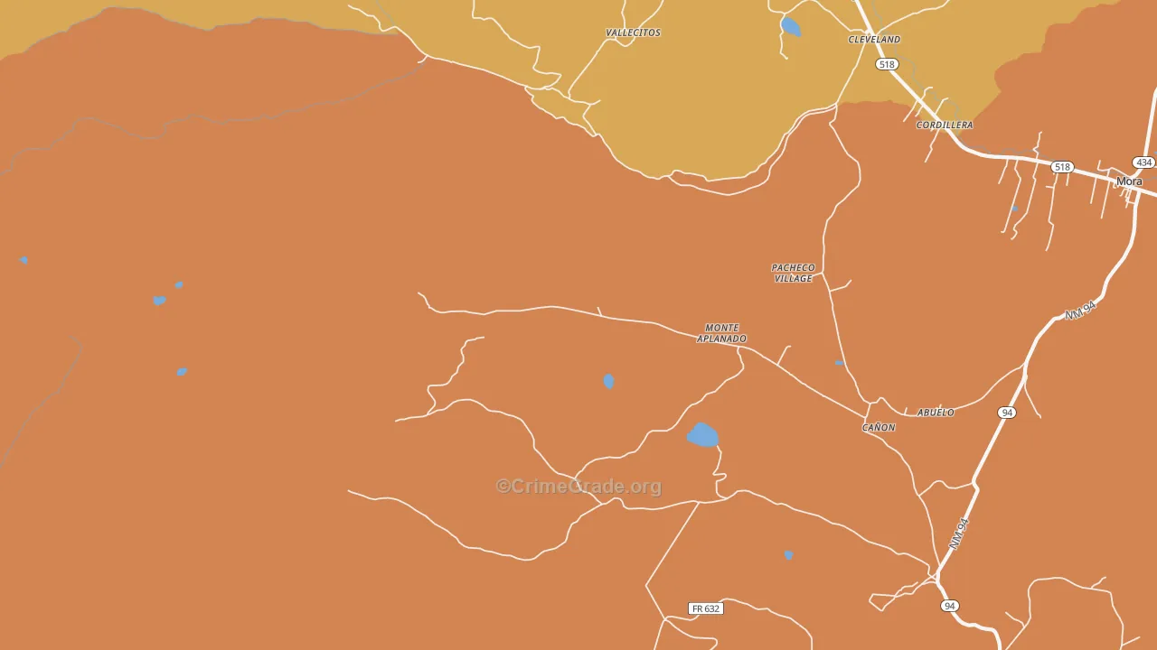 Monte Aplanado, NM Map of Vandalism Rates