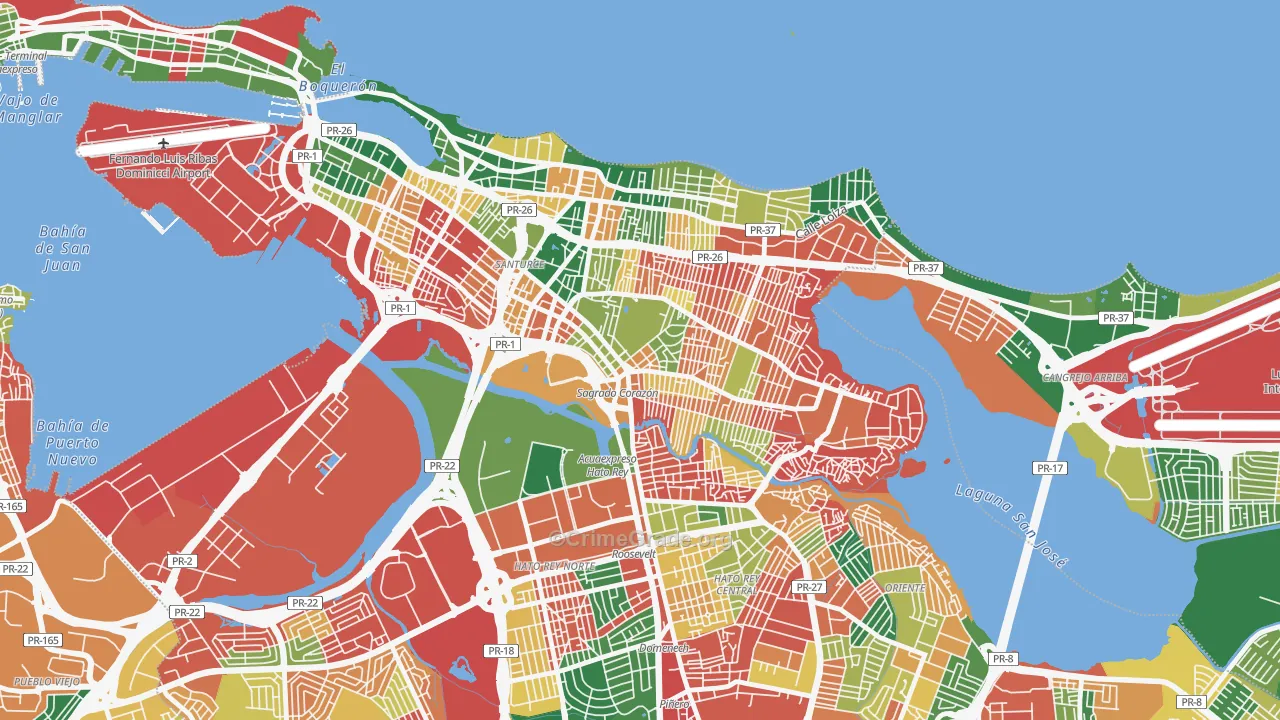 Monte Flores, San Juan, PR Map of Vandalism Rates