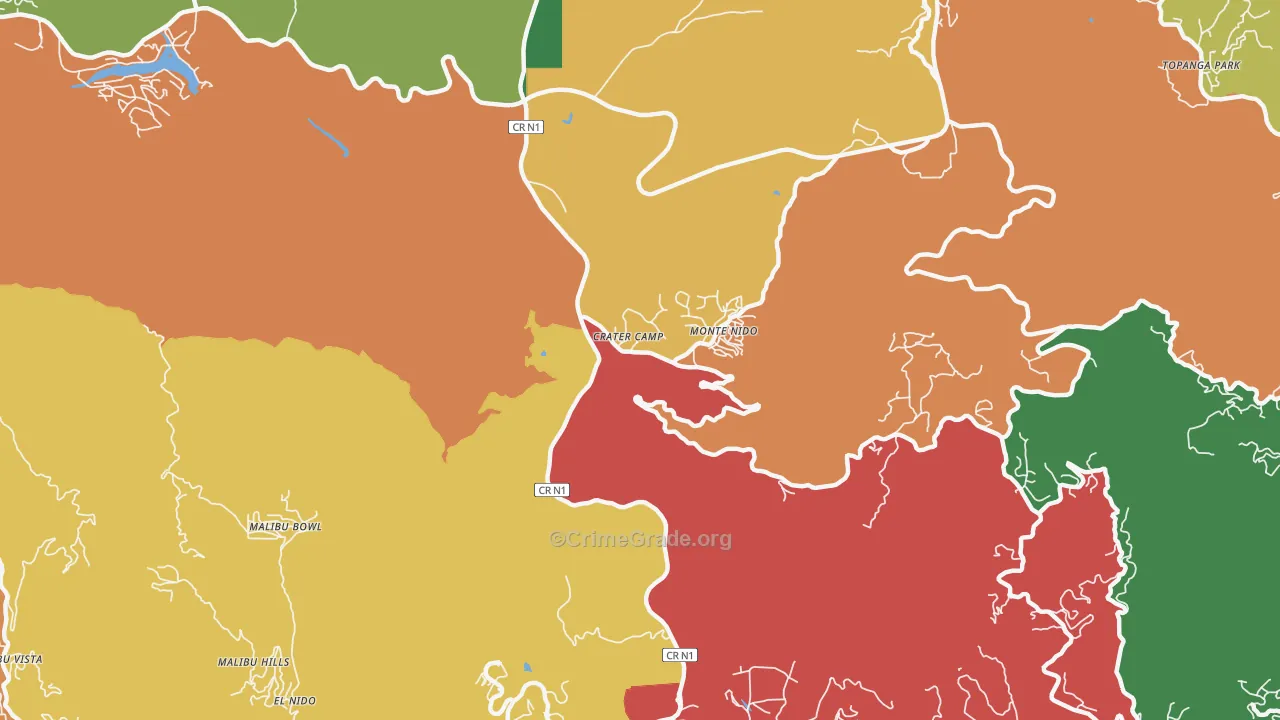 Monte Nido, CA Map of Vandalism Rates